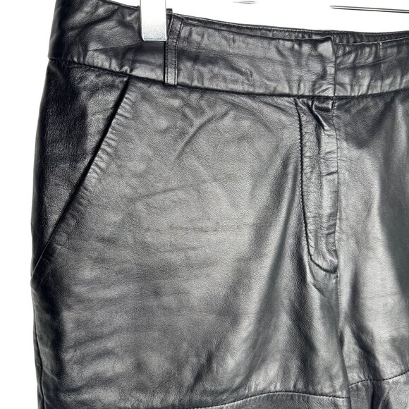 Nümph Womens Black Lambskin Leather Shorts Size‎ 38 With Graphic Lining - Picture 9 of 9